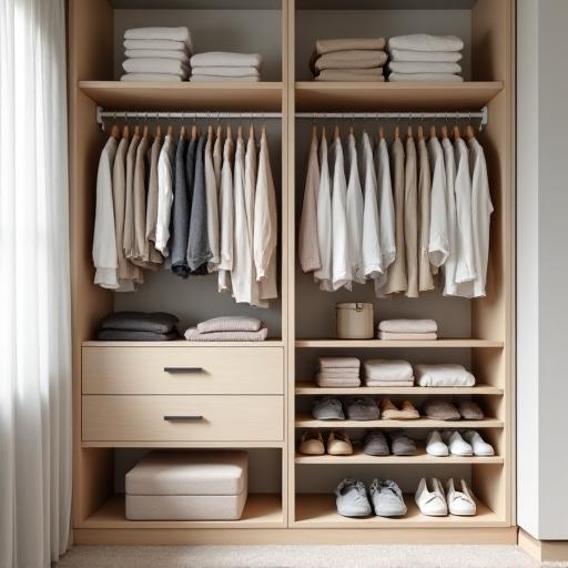 きれいに整理されたオープンクローゼット